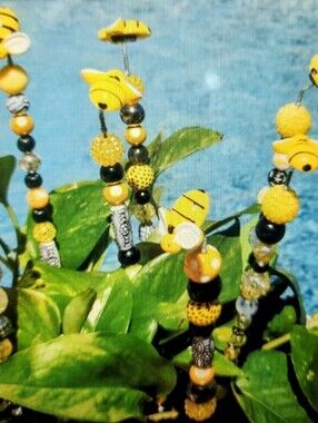Yellow and Black Bubble Bee Beaded Plant Pick